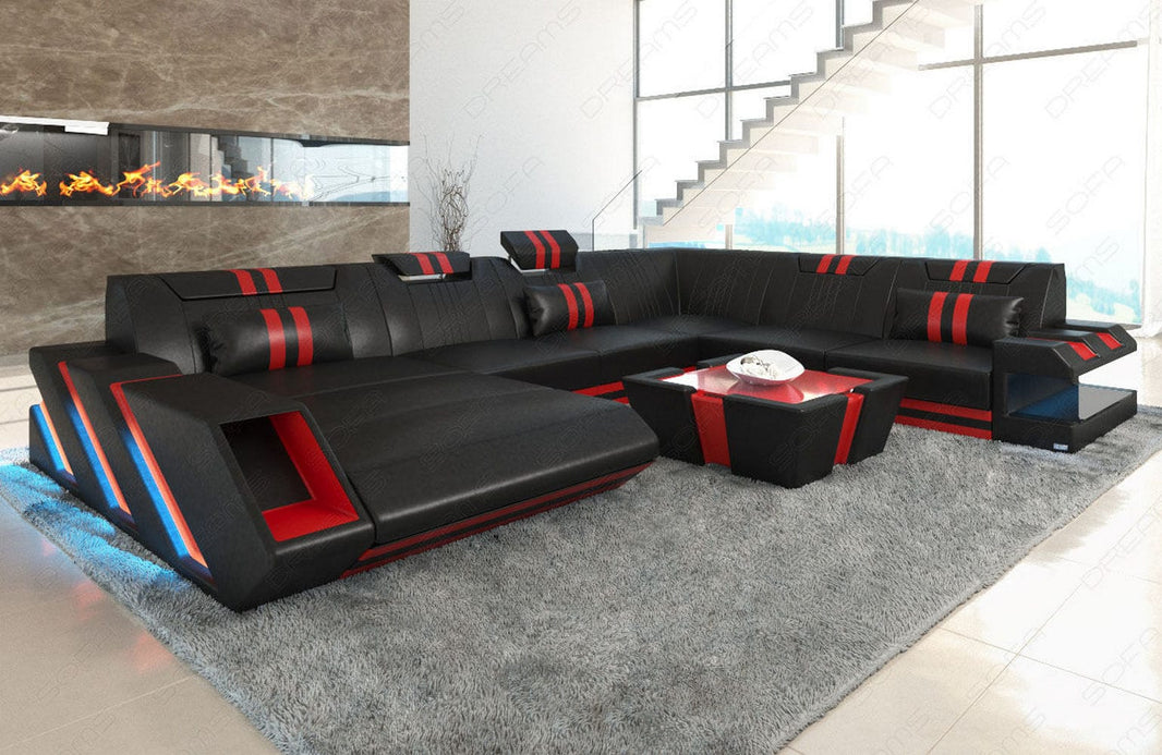 XXL Wohnlandschaft Apollonia U-Form aus Leder