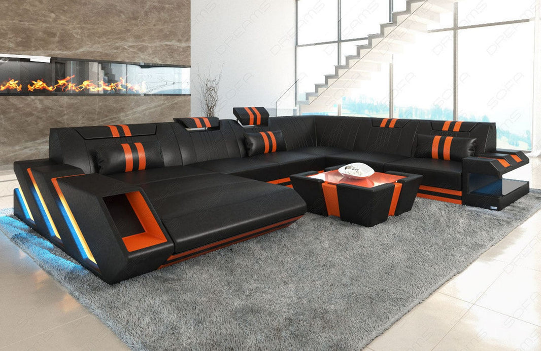 XXL Wohnlandschaft Apollonia U-Form aus Leder