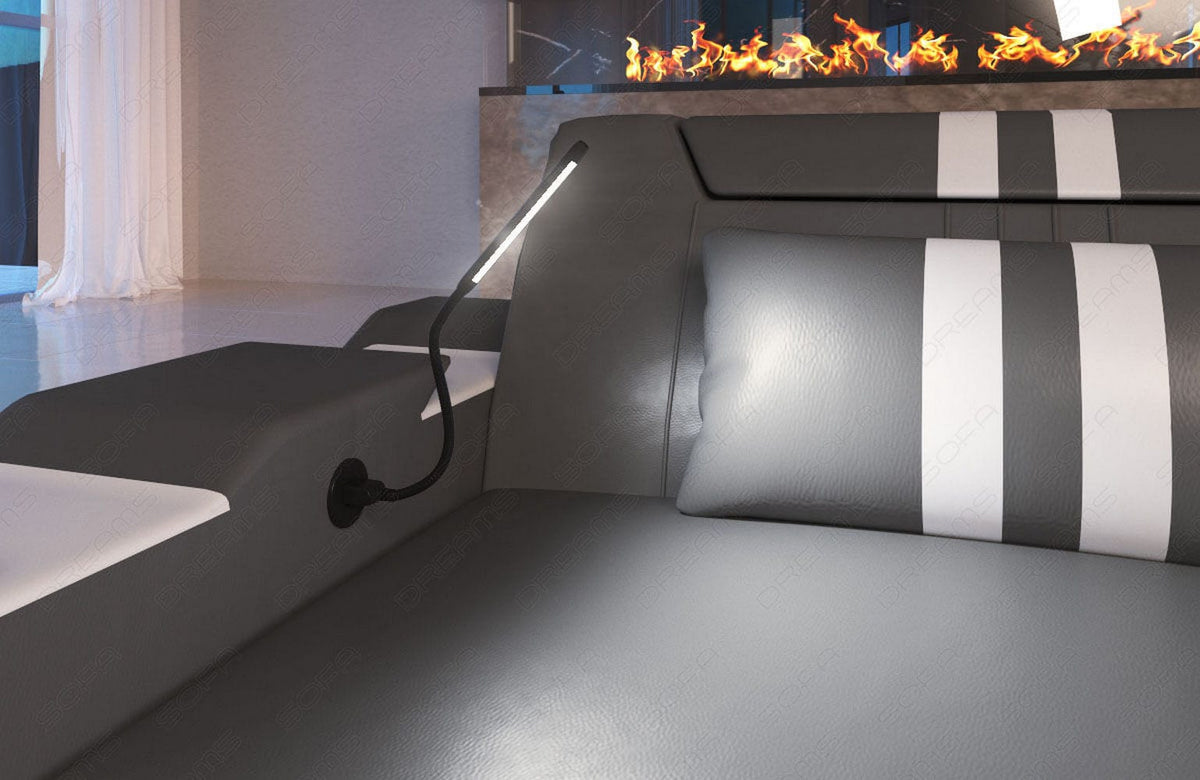 XXL Wohnlandschaft Apollonia U-Form aus Leder schwarz-orange