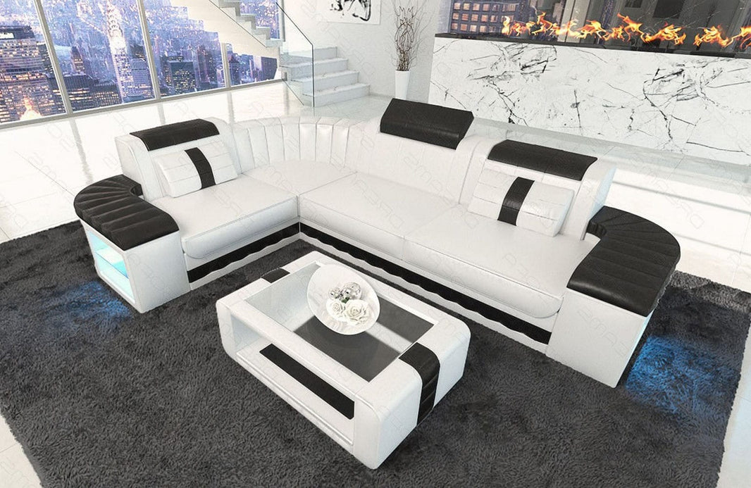 Mini Sofa Bergamo L-Form in Leder