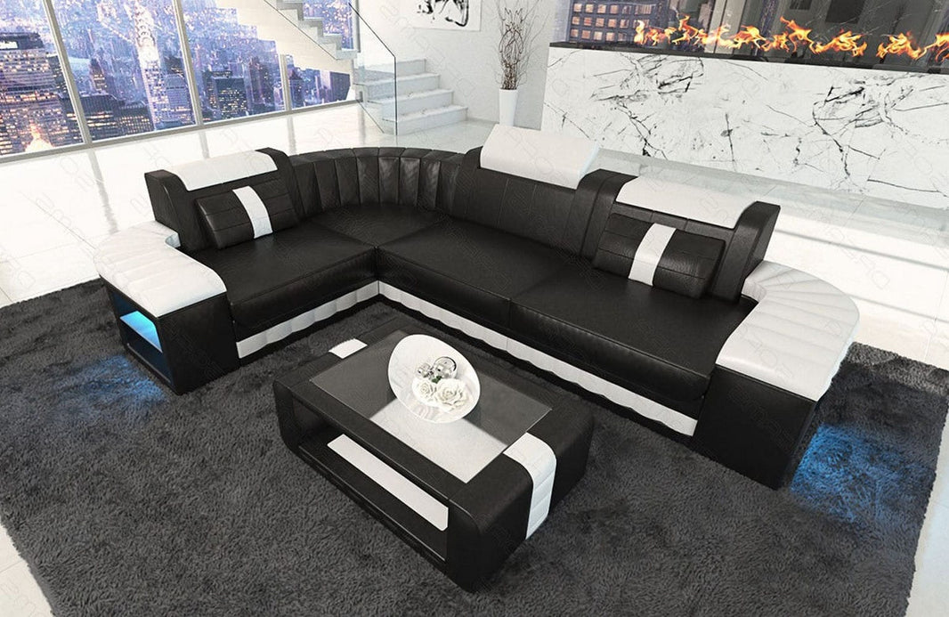 Designsofa Bergamo Eleganz L-Form aus Leder