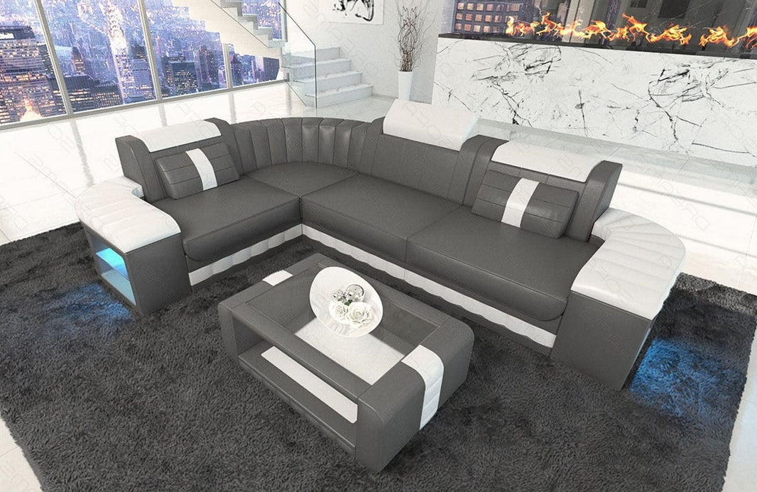 Designsofa Bergamo Eleganz L-Form aus Leder