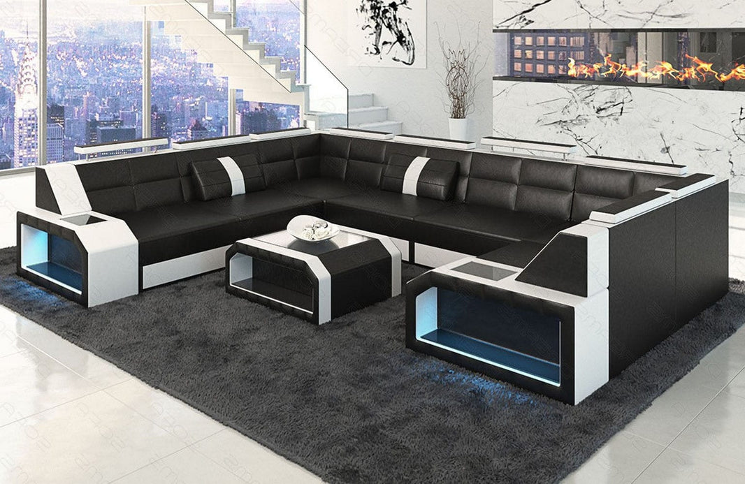 Wohnlandschaft Pesaro U-Form aus Leder