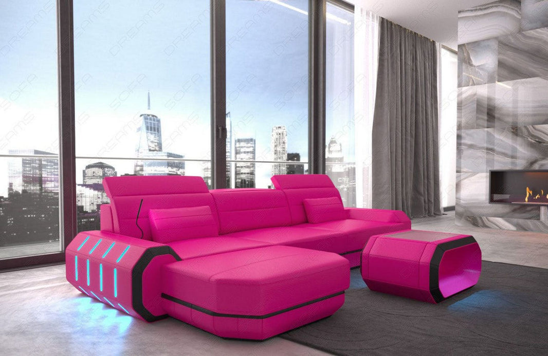 Mini Couch Roma L-Form in Leder