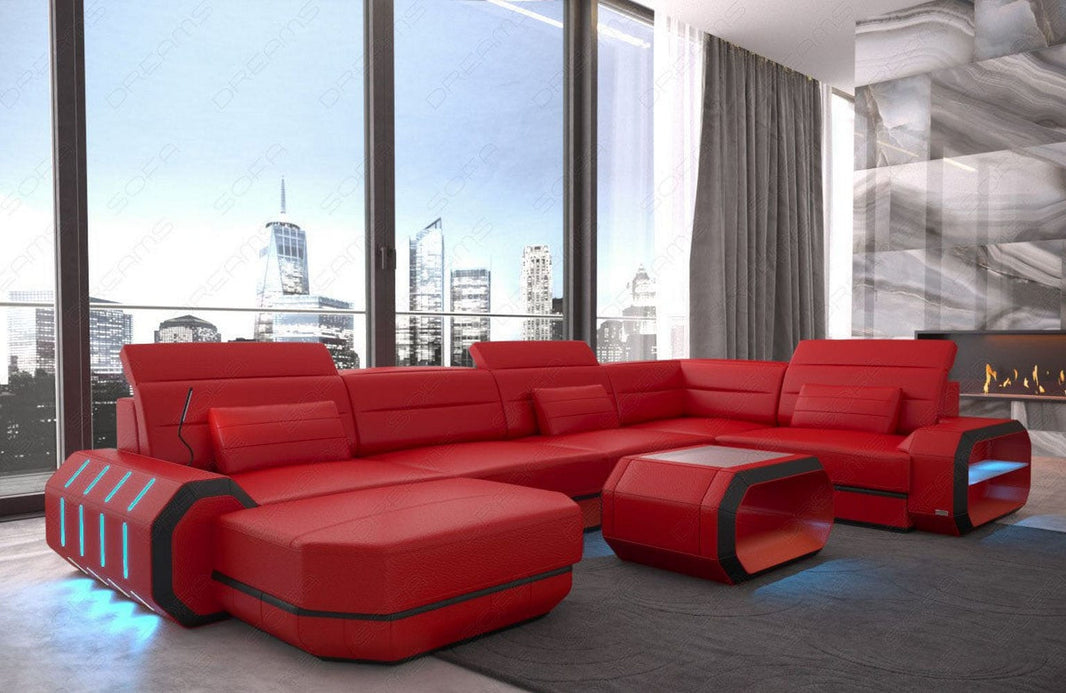Mini Wohnlandschaft Roma XL U-Form in Leder
