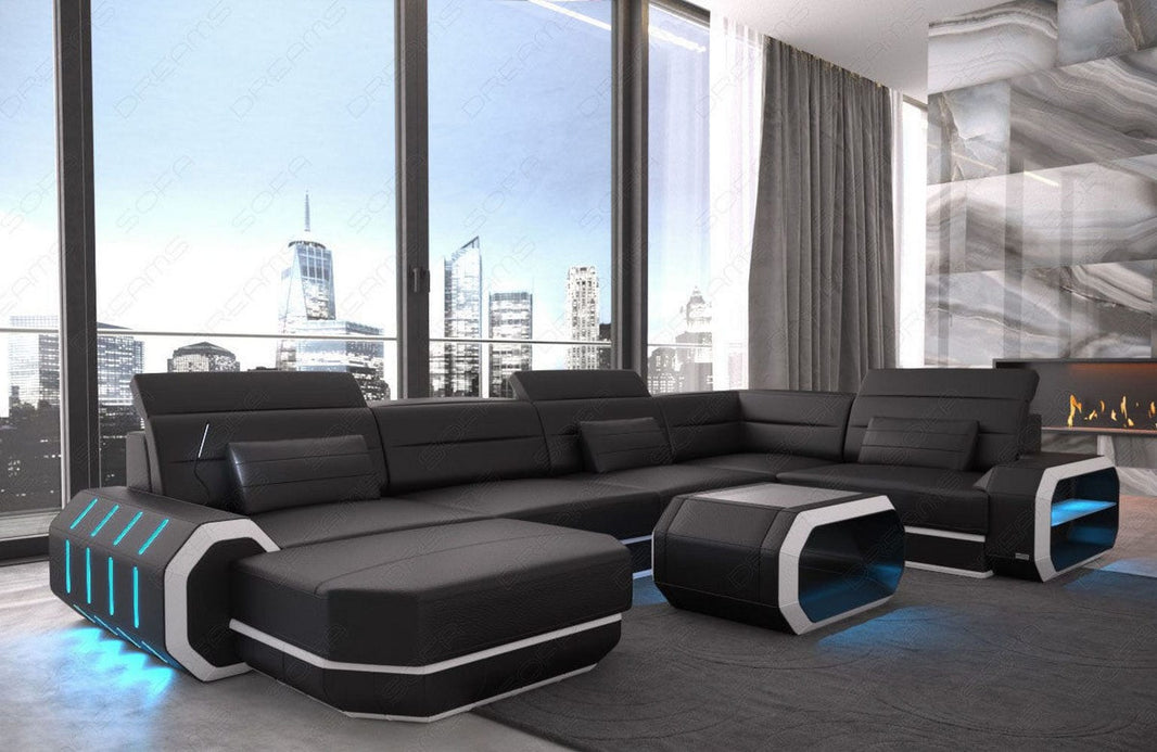 Mini Wohnlandschaft Roma XL U-Form in Leder