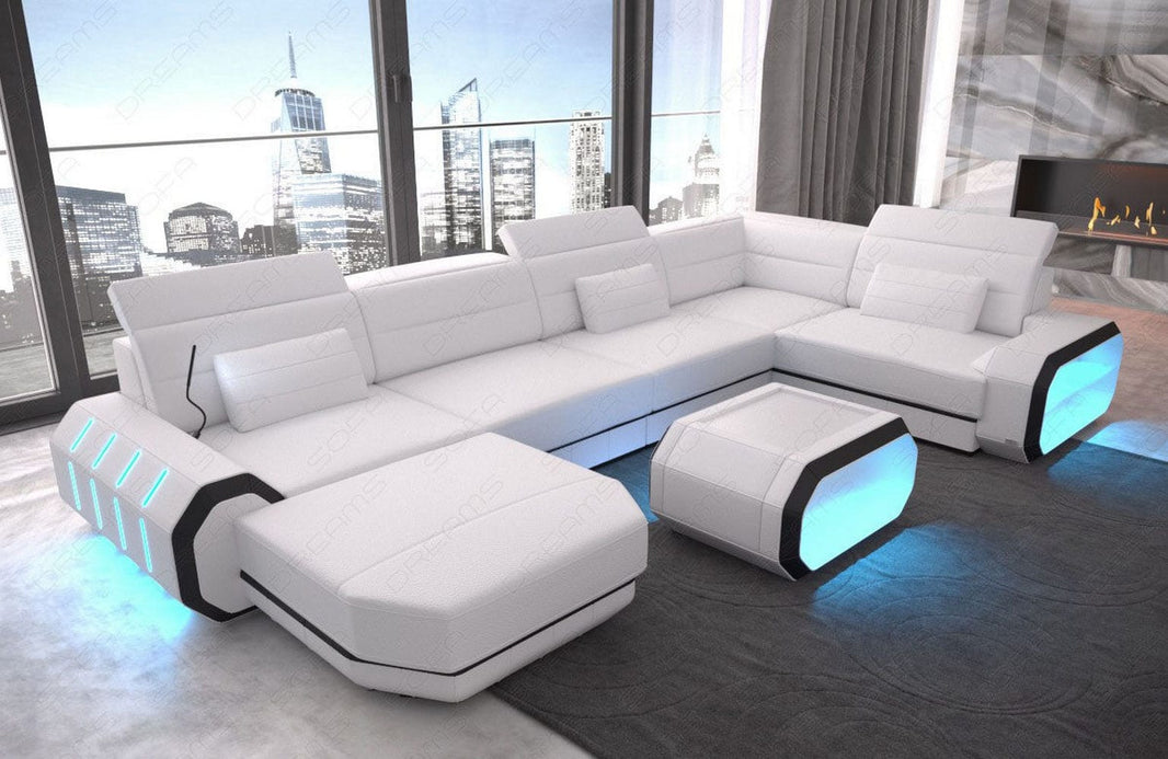 Mini Wohnlandschaft Roma XL U-Form in Leder