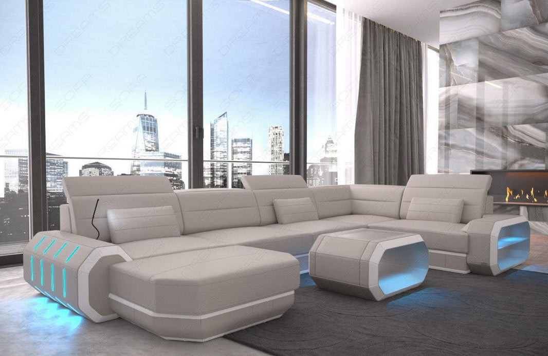 Mini Wohnlandschaft Roma XL U-Form in Leder