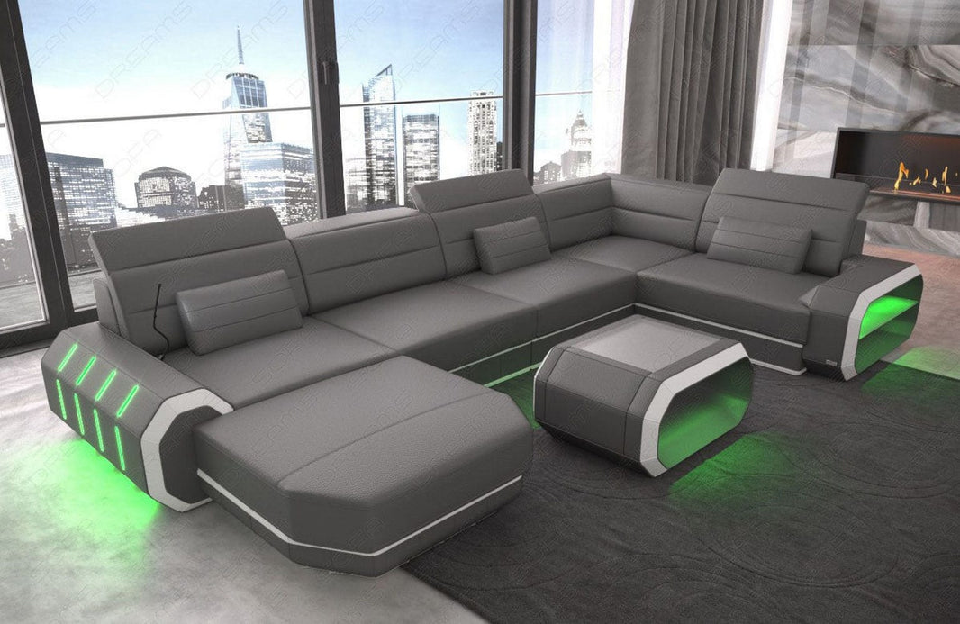 Mini Wohnlandschaft Roma XL U-Form in Leder