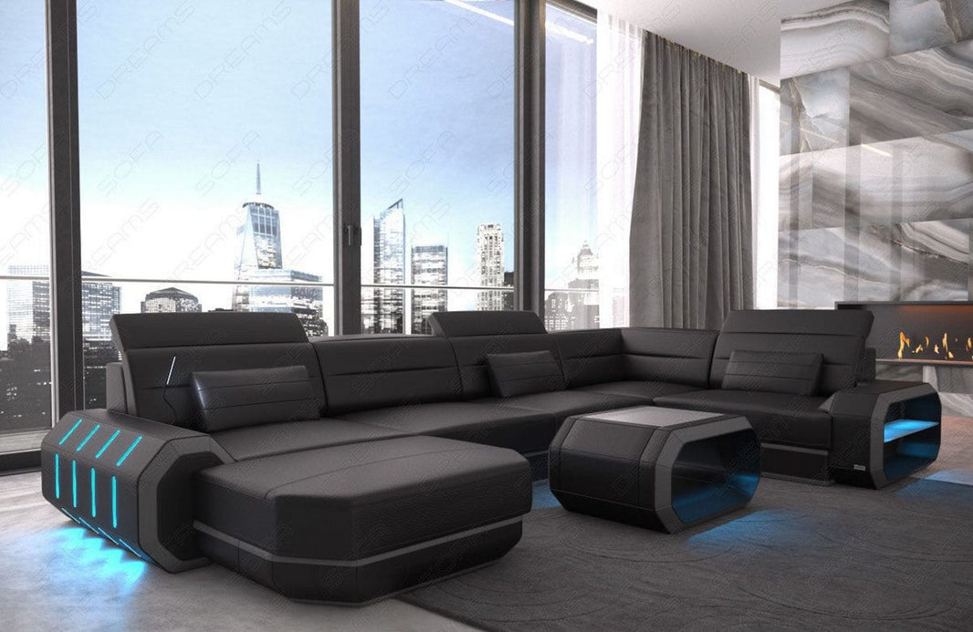 Mini Wohnlandschaft Roma XL U-Form in Leder