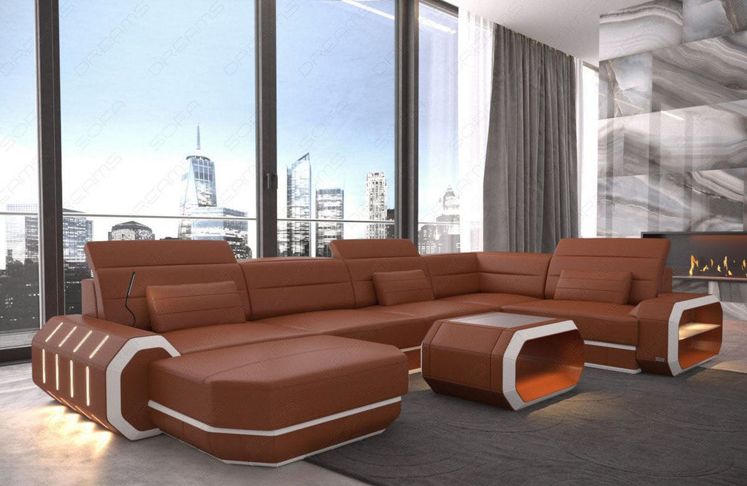 Wohnlandschaft Roma XL U-Form in Leder