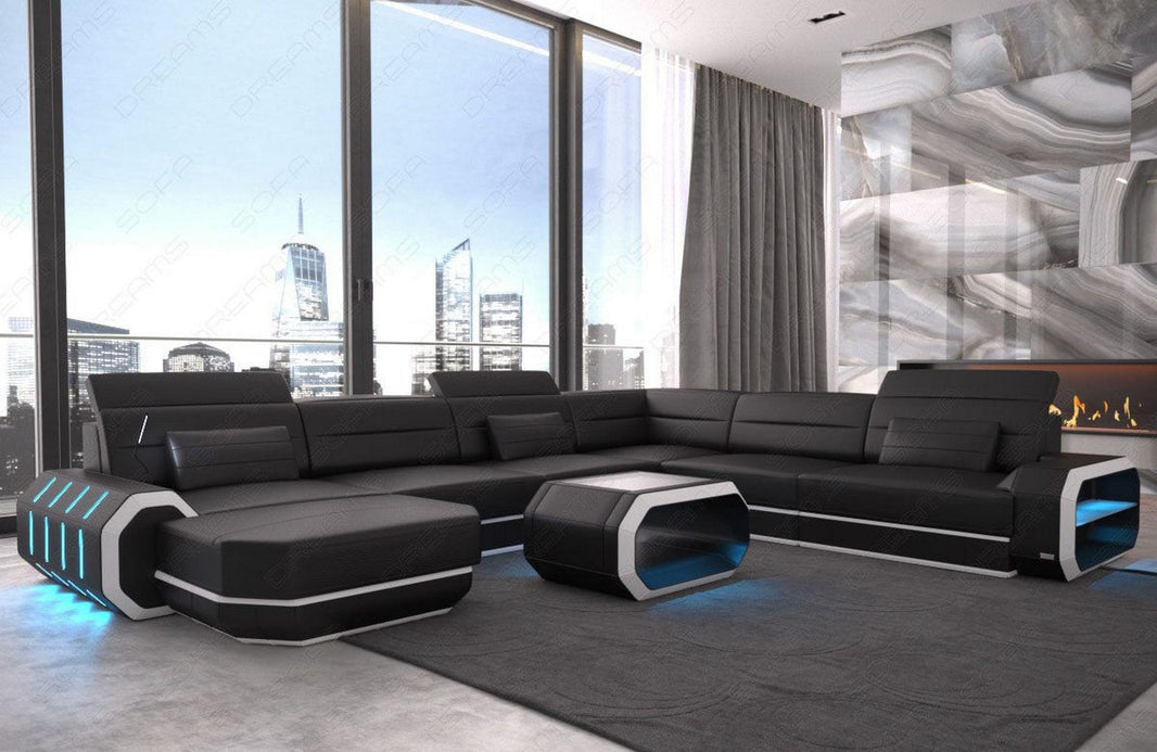 Mini XL Wohnlandschaft Roma U-Form aus Leder