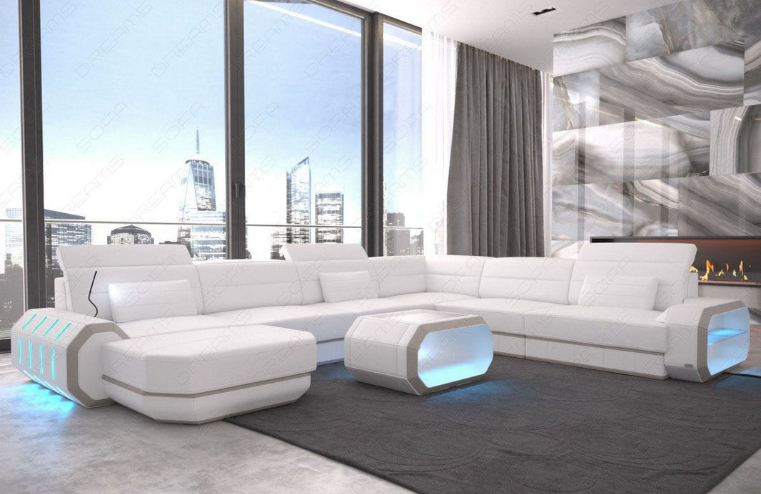 Mini XL Wohnlandschaft Roma U-Form aus Leder