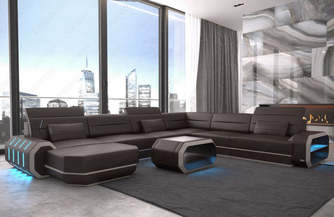 Mini XL Wohnlandschaft Roma U-Form aus Leder