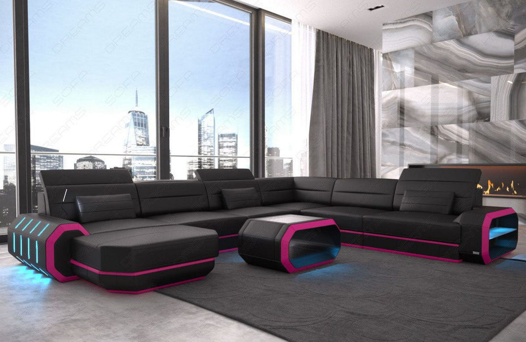 XL Wohnlandschaft Roma U-Form in Leder