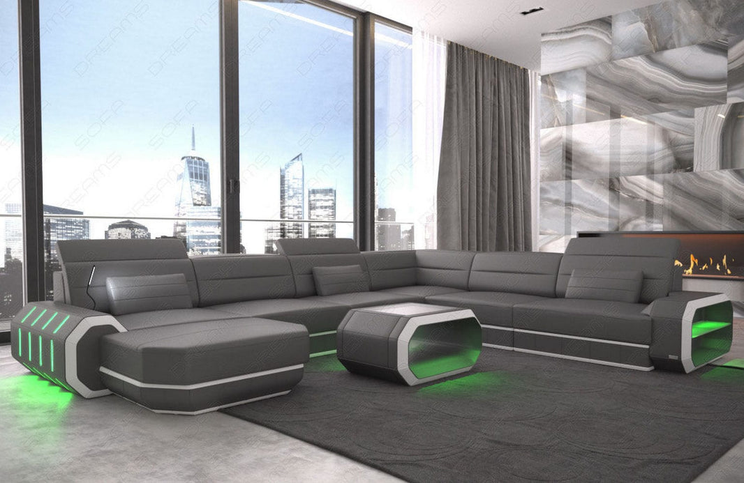 XL Wohnlandschaft Roma U-Form in Leder