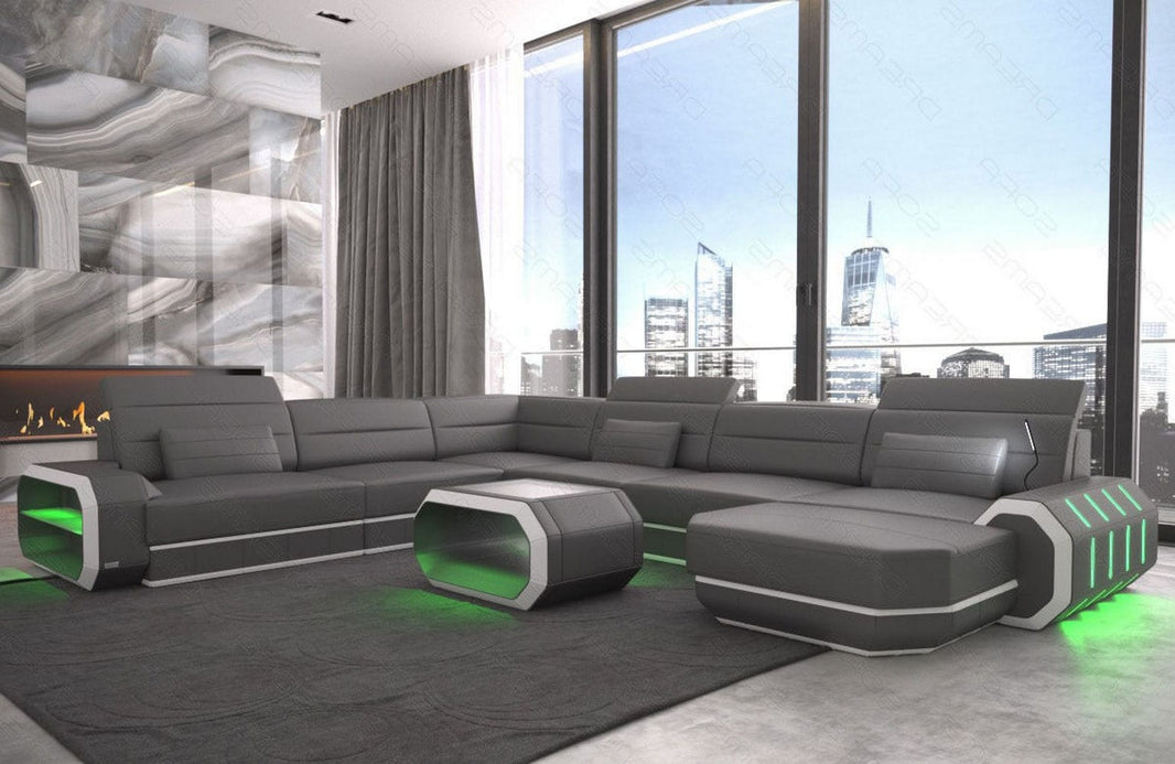 XL Wohnlandschaft Roma U-Form in Leder