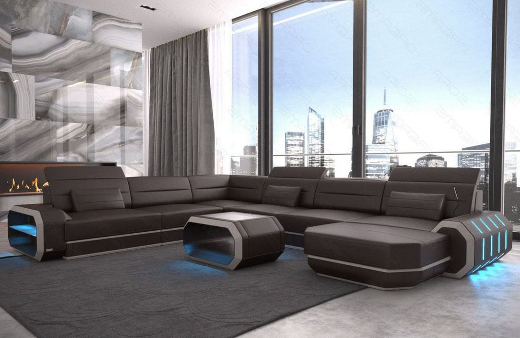 XL Wohnlandschaft Roma U-Form in Leder