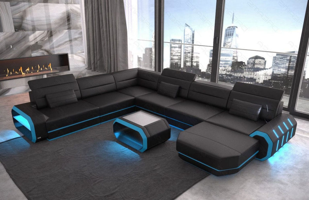 XL Wohnlandschaft Roma U-Form in Leder