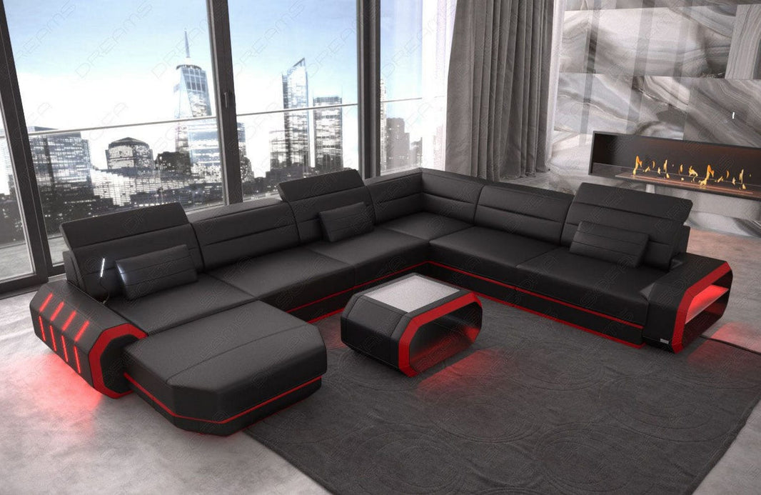 XL Wohnlandschaft Roma U-Form in Leder