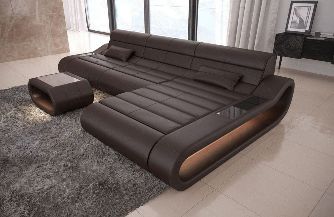 Couch Concept Lang L-Form in Leder