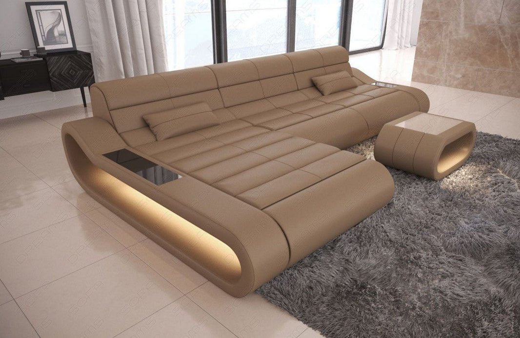 Couch Concept Lang L-Form in Leder