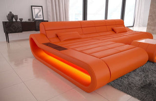 Couch Concept Lang L-Form in Leder orange