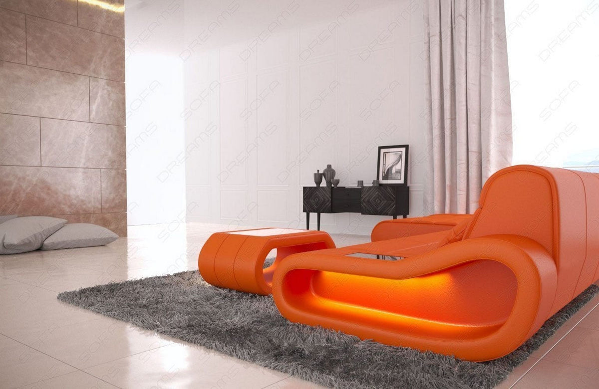 Couch Concept Lang L-Form in Leder orange