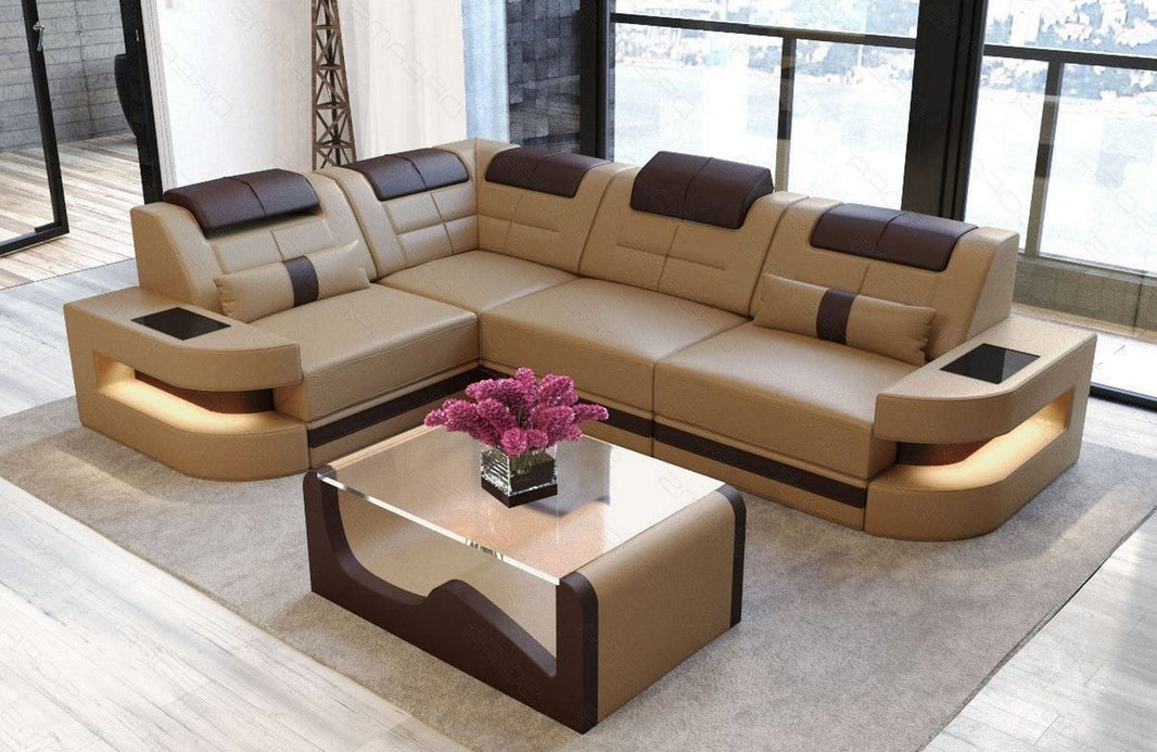 Ecksofa Como L-Form in Leder