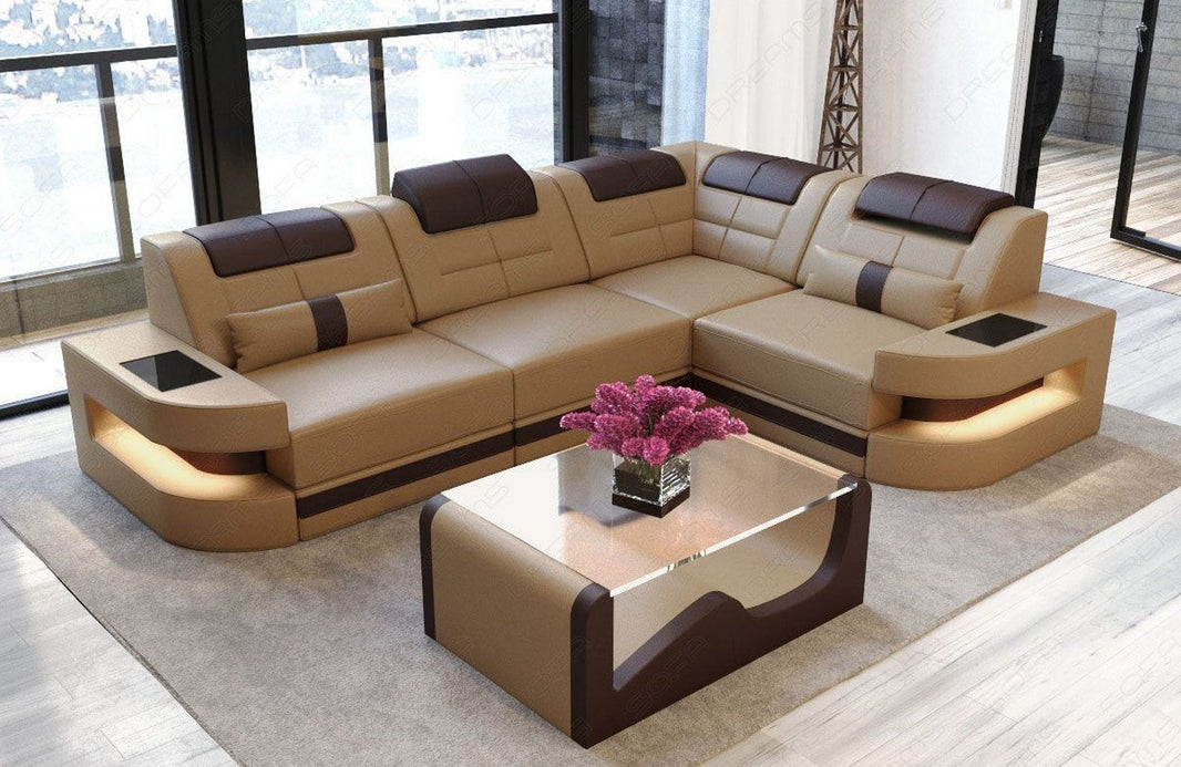 Ecksofa Como L-Form in Leder
