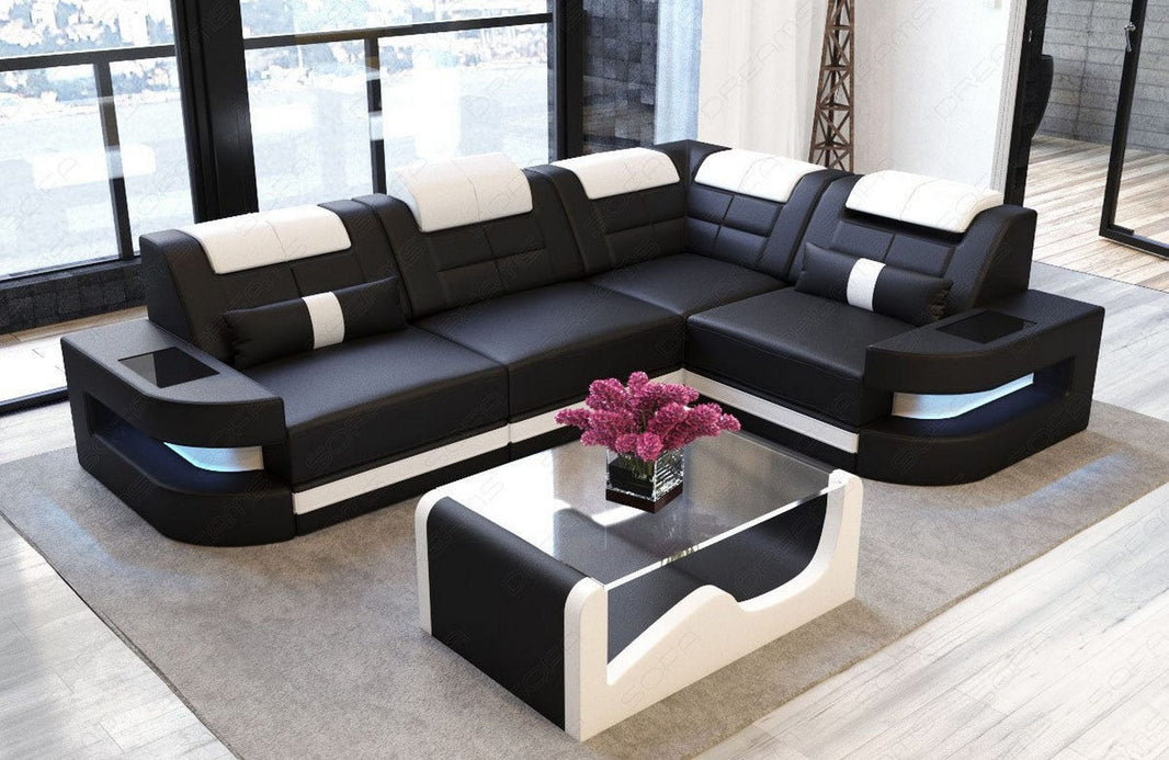 Ecksofa Como L-Form in Leder