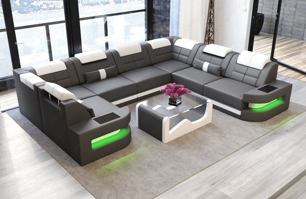 Wohnlandschaft Como U-Form in Leder