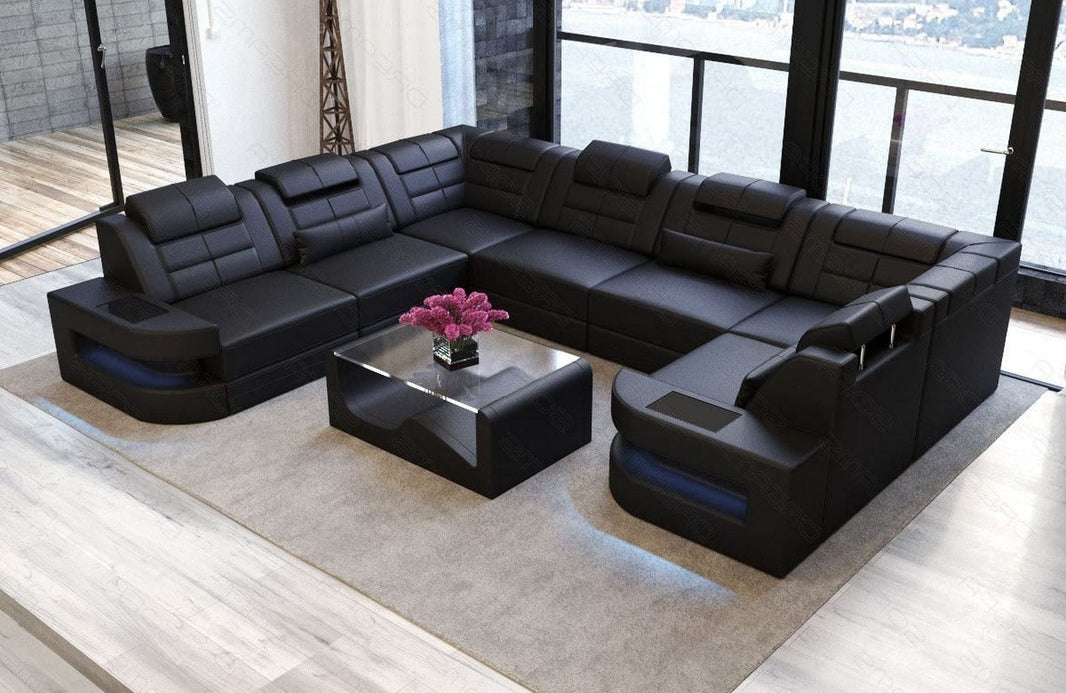 Wohnlandschaft Como U-Form in Leder