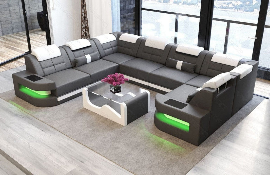 Wohnlandschaft Como U-Form in Leder