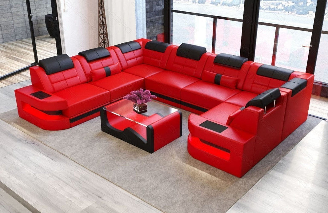 Wohnlandschaft Como U-Form in Leder