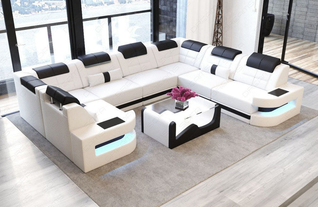Wohnlandschaft Como U-Form in Leder