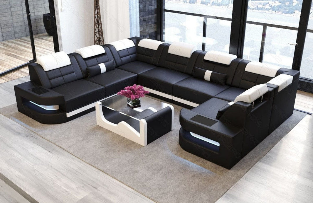 Wohnlandschaft Como U-Form in Leder