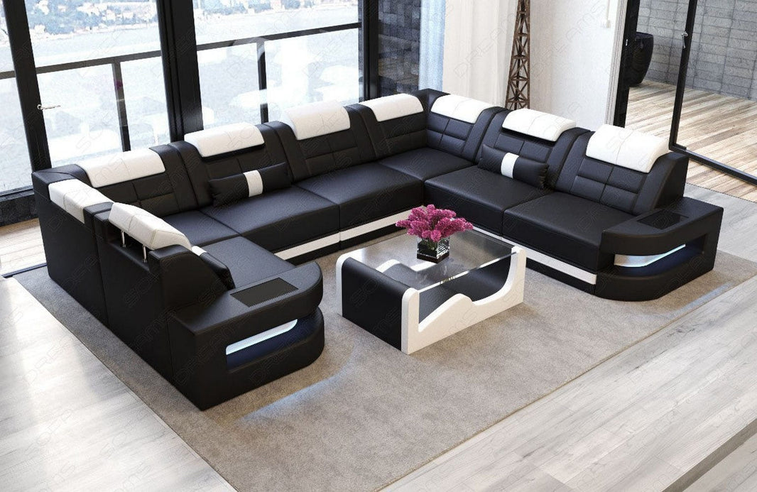 Wohnlandschaft Como U-Form in Leder