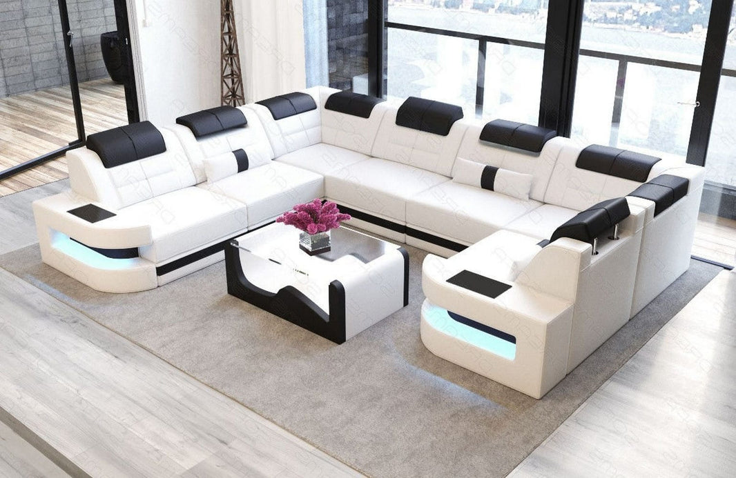 Wohnlandschaft Como U-Form in Leder