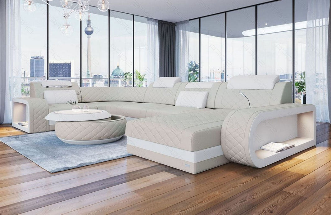 Mini Wohnlandschaft Berlin U-Form aus Leder