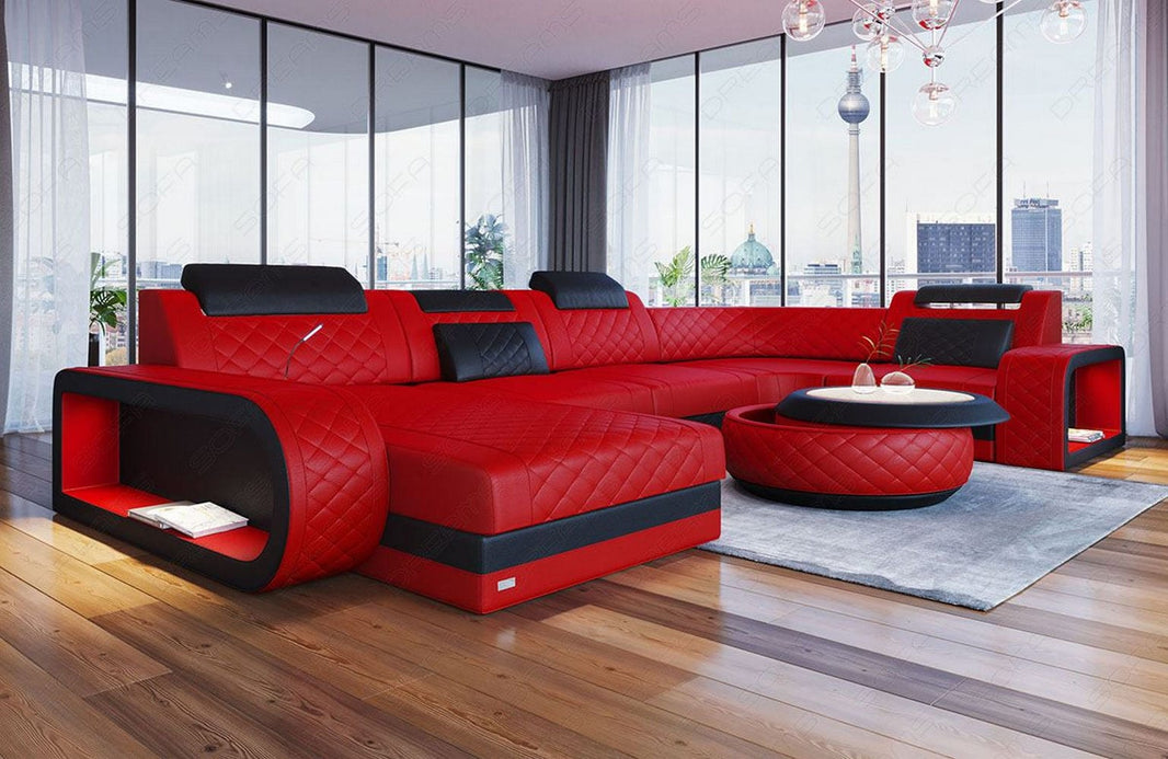 Mini Wohnlandschaft Berlin U-Form aus Leder