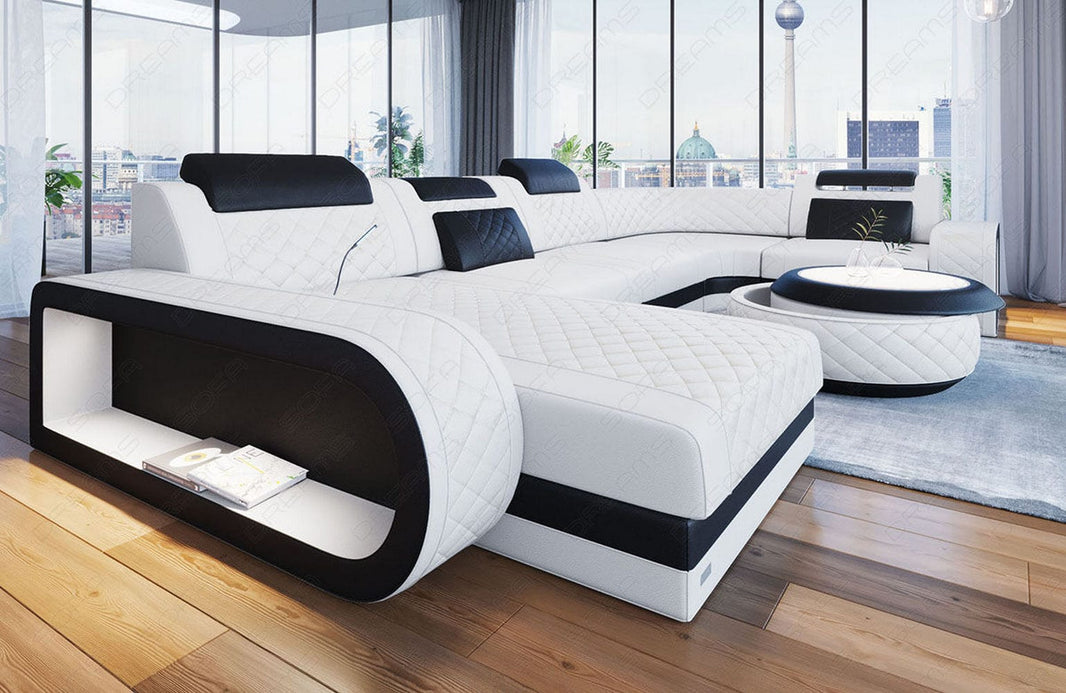 Mini Wohnlandschaft Berlin U-Form aus Leder