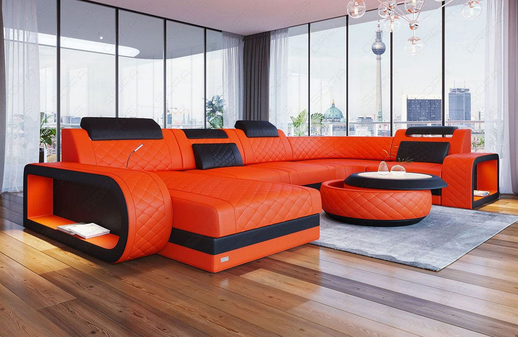 Mini Wohnlandschaft Berlin U-Form aus Leder