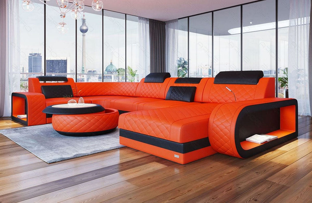 Mini Wohnlandschaft Berlin U-Form aus Leder