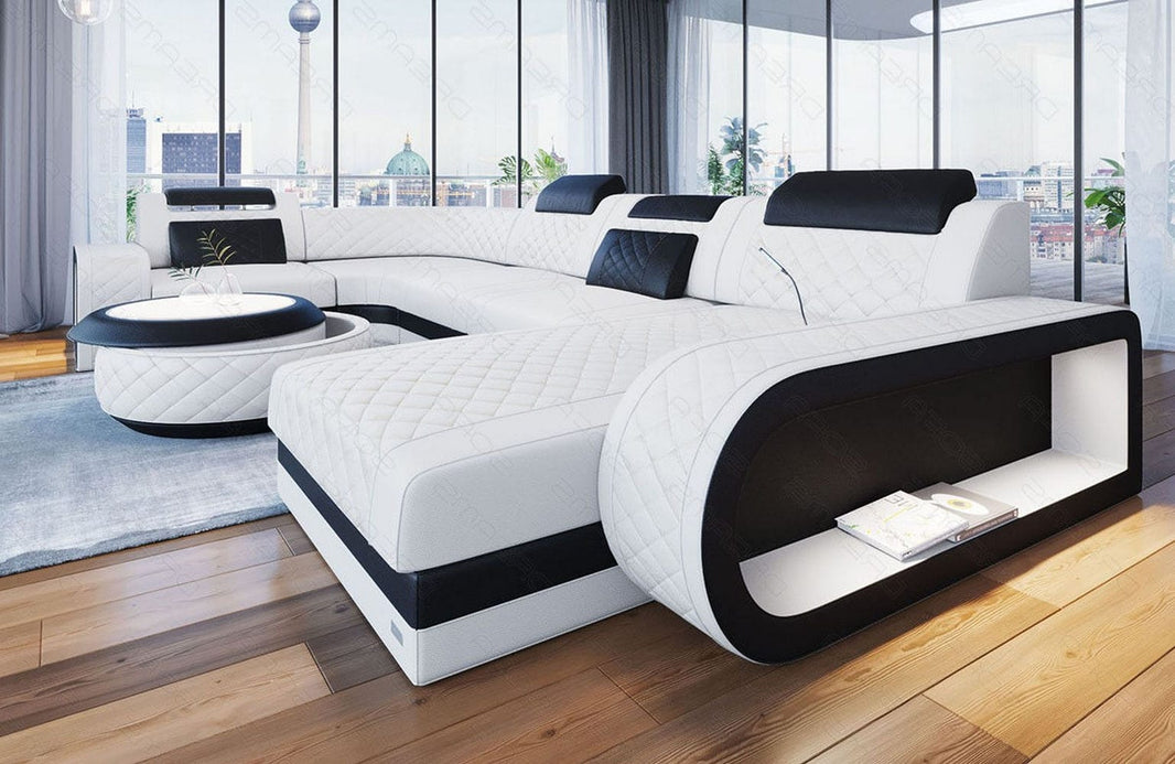 Mini Wohnlandschaft Berlin U-Form aus Leder