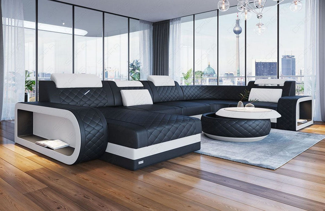 Mini Wohnlandschaft Berlin U-Form aus Leder