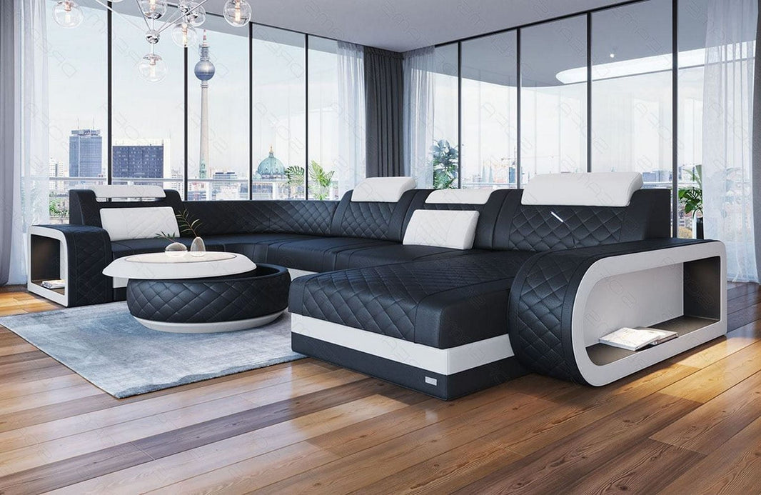 Mini Wohnlandschaft Berlin U-Form aus Leder