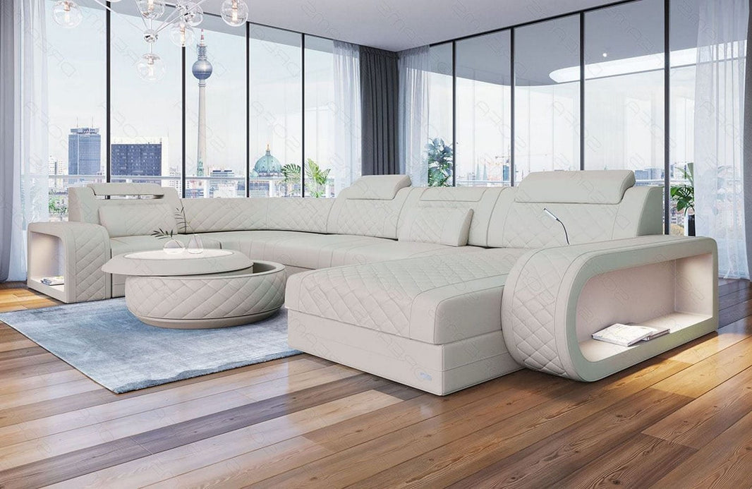 Mini Wohnlandschaft Berlin U-Form aus Leder
