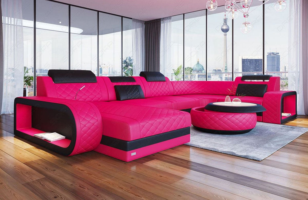 Mini Wohnlandschaft Berlin U-Form aus Leder