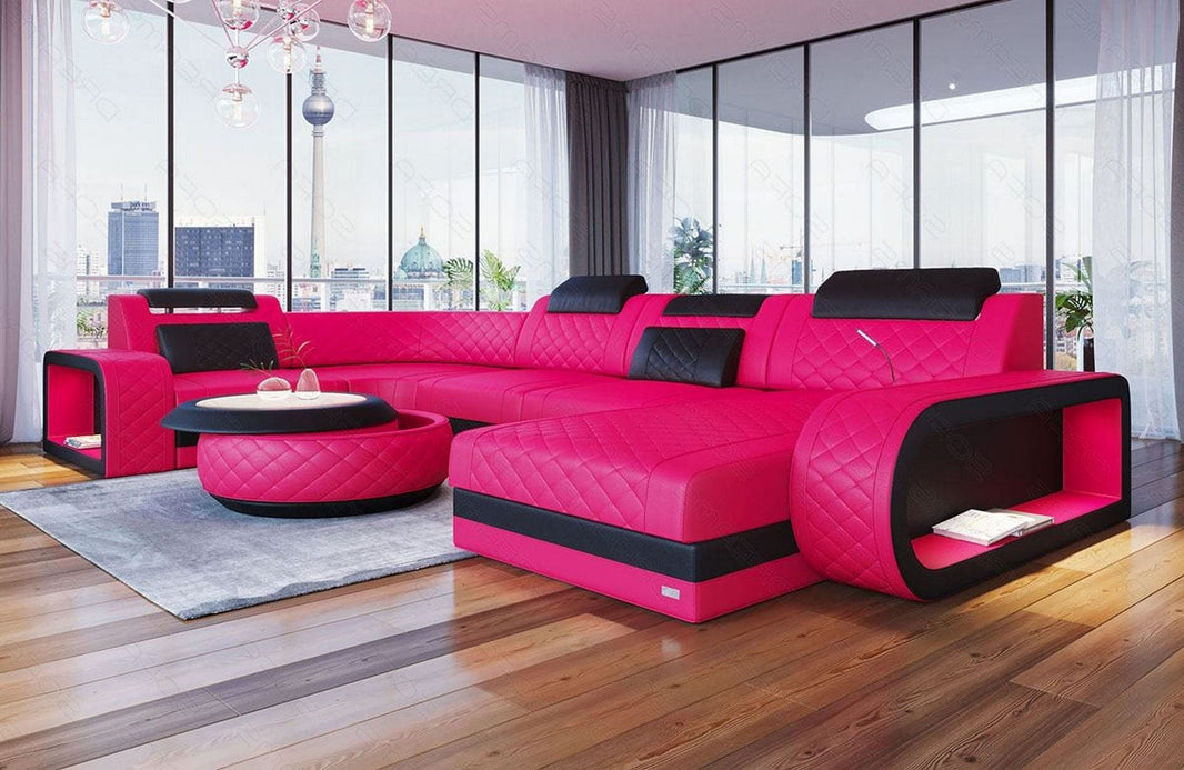 Mini Wohnlandschaft Berlin U-Form aus Leder